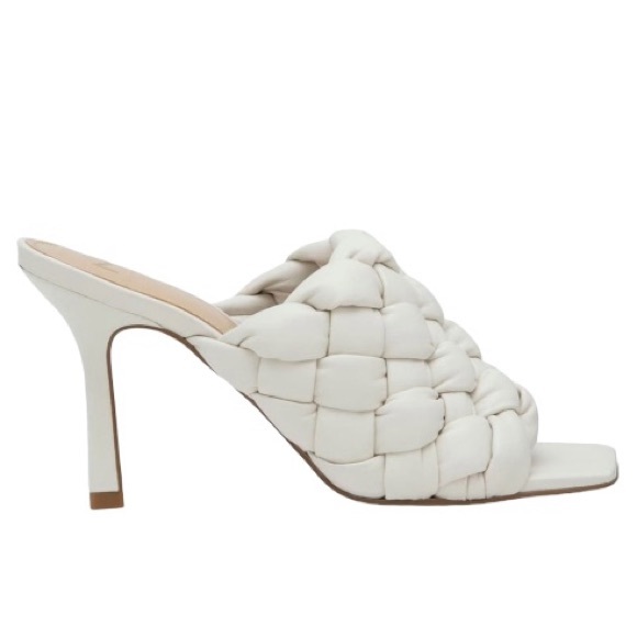 MARC FISHER LTD Dakina Leather Woven Square Toe Taper Heel Sandal, Ivory, 8M - Picture 7 of 7